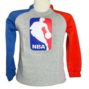 NBA Branded Crew Neck Sweatshirt Youth Boys Large Gray Red Blue Fleece Lined